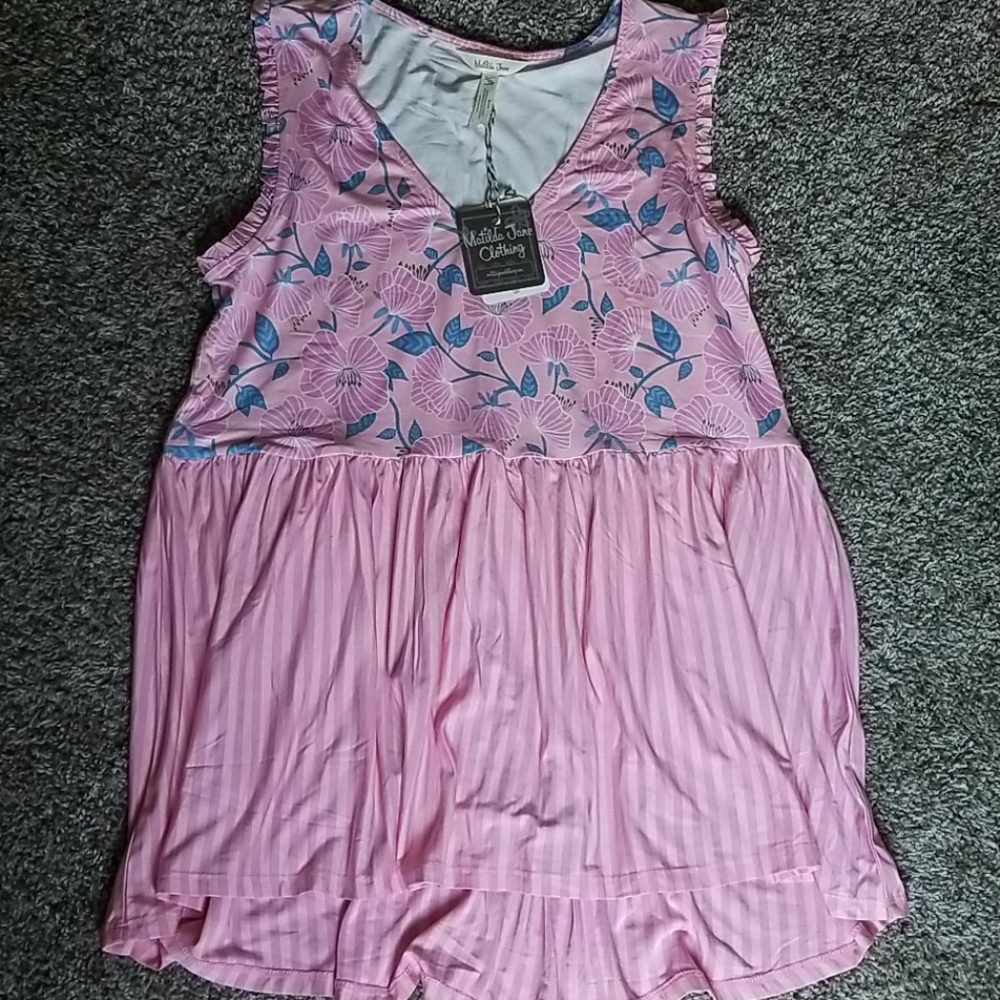 Matilda Jane Pink Floral Sleeveless Top No Tags